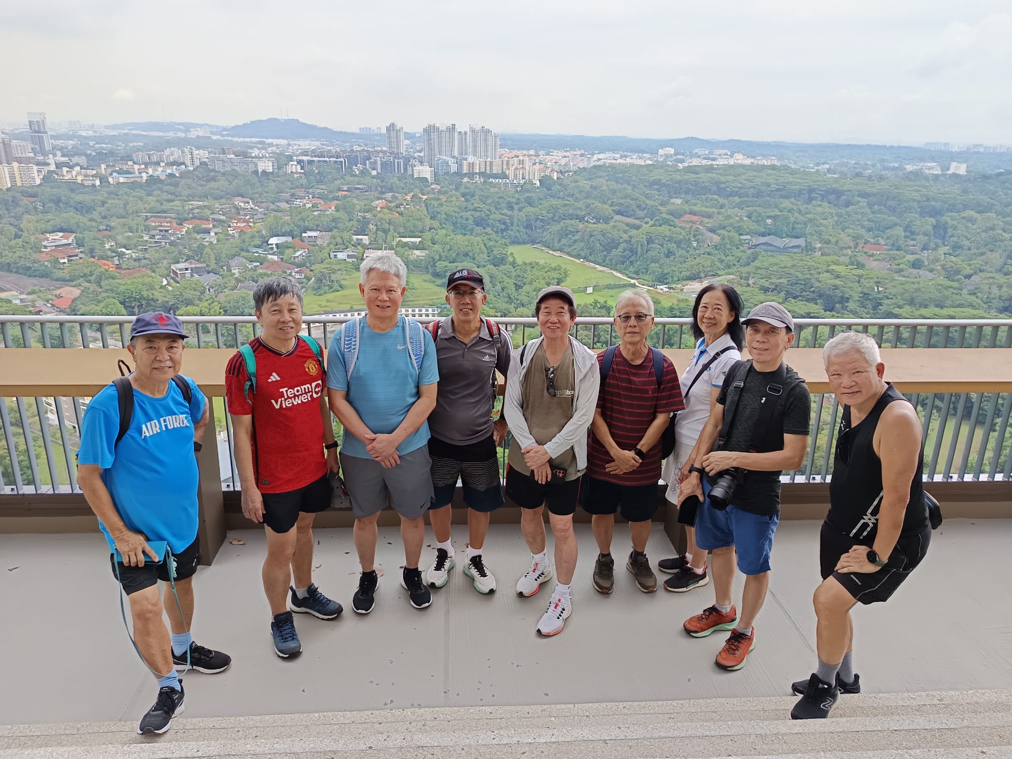 The walking group at a hilltop lookout.